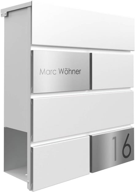 Design brievenbus met krantenvak en personalisatie voor huisnummer en naam