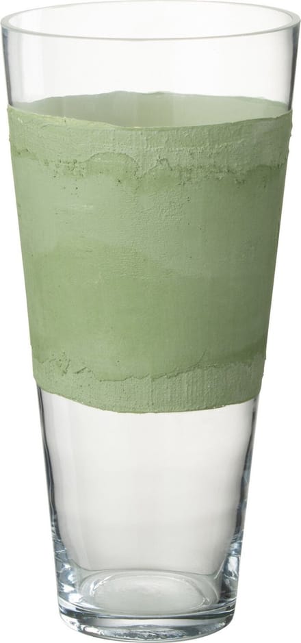 J-Line vaas Delph - glas - transparant/groen - small - 35 cm hoog