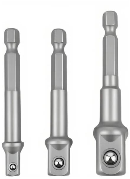 3x Dopsleutel opzetstuk - Bithouder - Schroeftol - Metaal - 1/4'' - 3/8'' - 1/2'' - Klussen - Gereedschap - Tools - Jonyx
