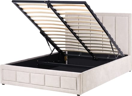QUIBERON - Bed met opbergruimte - Beige - 140 x 200 cm - Chenille
