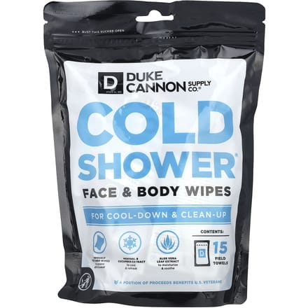 Duke Cannon Supply Co., Cold Shower®, Face & Body Wipes, Palm Towels, 15 Count gray