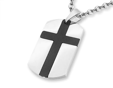 Amanto Ketting Arcan - 316L Staal - Dogtag - Kruis - 36x21mm - 60cm