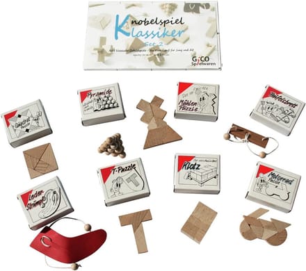 Set van 8 Klassieke Behendigheidspuzzels in Geschenkverpakking