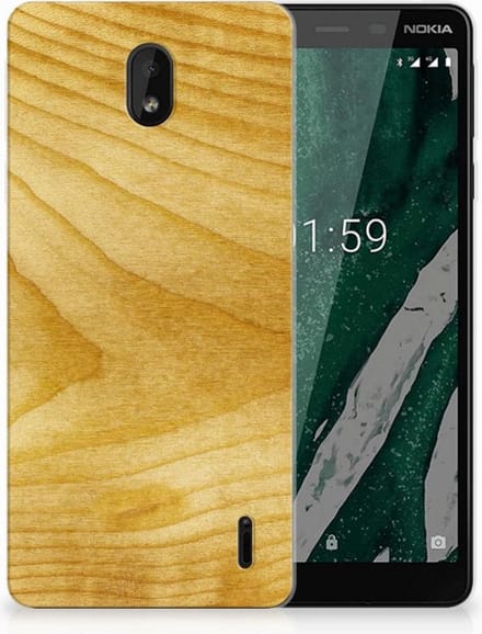 Nokia 1 Plus Bumper Hoesje Licht Hout