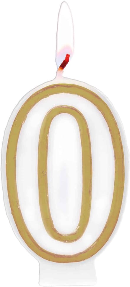 Folat - Kaars cijfer 0 simply chique gold 9 cm