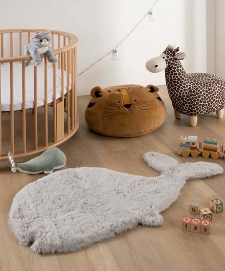 Kindervloerkleed Walvis - Fluffy lichtgrijs 70x120