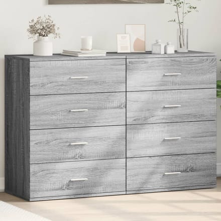 vidaXL - Dressoirs - 2 - st - 60x39x80 - cm - bewerkt - hout - grijs - sonoma