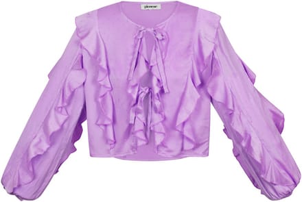 Gimme - blouse - dames - lange mouw - paars - subtiele siersteentjes - striksluiting - Maat M