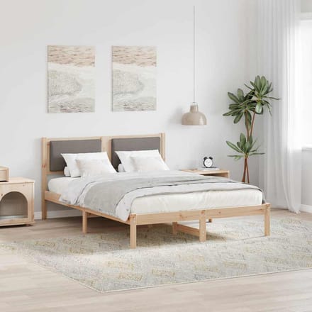 vidaXL - Bedframe - met - hoofdeinde - Taupe - 150 - x - 200 - cm - Massief - grenenhout