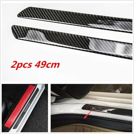 2 x 49 cm echte koolstofvezel autodeur dorpellijst beschermplaat gray