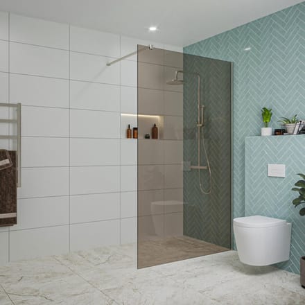 FugaFlow Eccelente Vetro inloopdouche badkamer - 120x200cm - rookglas - wandarm - geborsteld RVS