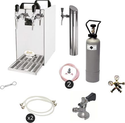 Complete set - Biertap - Kontakt 40 - 2-kraans, 50 liter/u - Beertender - Thuistap - Bierkoeler - met Fustkoppeling Type M