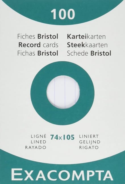 Set van 100 Gelijnde Indexkaarten A7 in Kartonnen Doos - Ideaal voor School en Studie