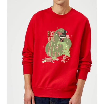 DC Heck Yeah I've Been Naughty! Christmas Jumper - Red - S