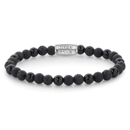 Rebel & Rose armband Black Rocks 6mm unisex 3-S-UNISEX