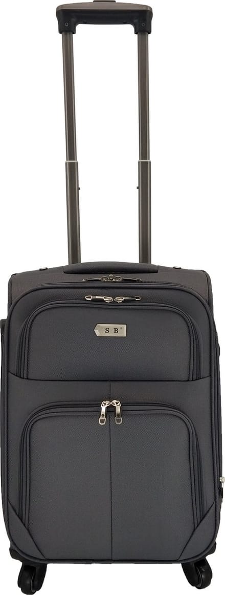 Handbagage stoffen koffer 55cm 4 wielen trolley - Donker Grijs