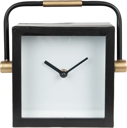 Clayre & Eef Tafelklok 19 cm Zwart Wit IJzer