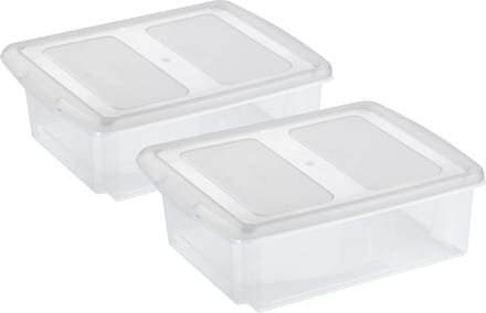 Sunware opslagboxen set - 2x stuks -17 liter - transparant - 45 x 36 x 14 cm - afsluitbare deksel