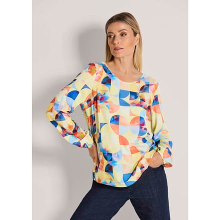 Blouse - geel / blauw / gedess. - Gr. 22 van Goldner Fashion