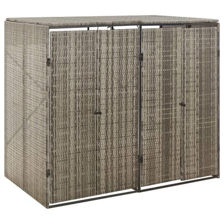 vidaXL - Containerberging - dubbel - 140x80x117 - cm - poly - rattan - grijs