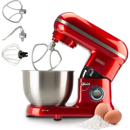 Bourgini Classic Kitchen Chef Keukenmachine - 4.5L Mengkom - Keukenmixer - Keukenrobot - 1300W- Rood