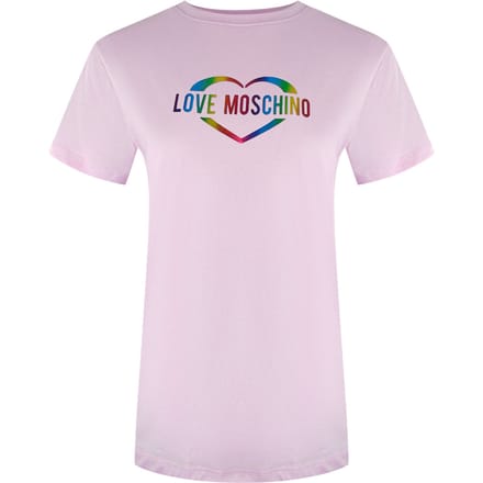 Love Moschino Multi Colour Heart Logo Pink T-shirt