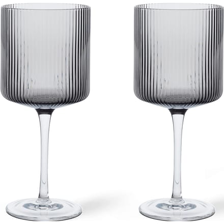 Ferm Living Ripple rode wijnglazen set van 2 - smoked grey