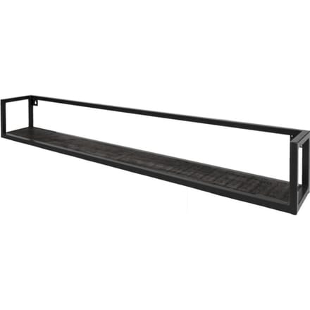 Wandplank Vintage Zwart Mangohout 140 cm - Industriële Wandplank van Mangohout met Stalen Frame