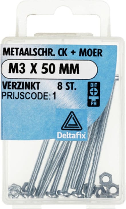 Metaalschroeven cilinderkop verzinkt m3x50mm