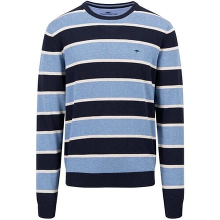 Fynch-Hatton Trui O-Neck Stripe Superfine Cotton Cloud Blue / male