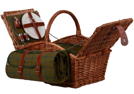 UNUS® Picknickmand met deken en inhoud voor 2 personen