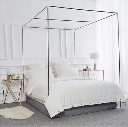 Luifel Bed Frame - Klamboe Beugel - Bed Bescherming - Roestvrij Staal - 1.5 x 2 m - Zilver