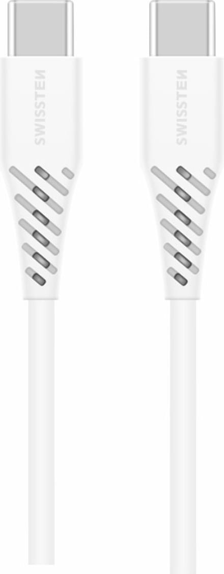 Swissten USB-C naar USB-C kabel - Geschikt voor Macbook/iPad - 2.5M - 100W Power Delivery - Laptop oplader - Wit