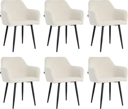 Lina® Diamond Eetkamerstoel - Creme - Set van 6 - Boucle