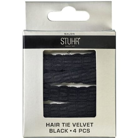 Stuhr Hair Tie Velvet Black 4 st