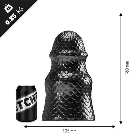 Stretch'r - Scaly - XXL Buttplug - Zwart Metallic M