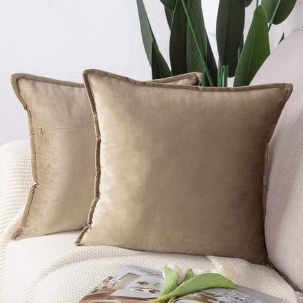 Set van 2 Luxe Fluwelen Sierkussenslopen met Franjes 60x60 cm Lichtbruin
