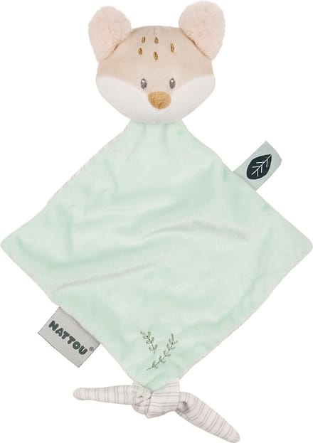 Nattou FLO, ERNEST & OLI Mini Knuffeldoekje - Vos - 19 cm - Munt Groen