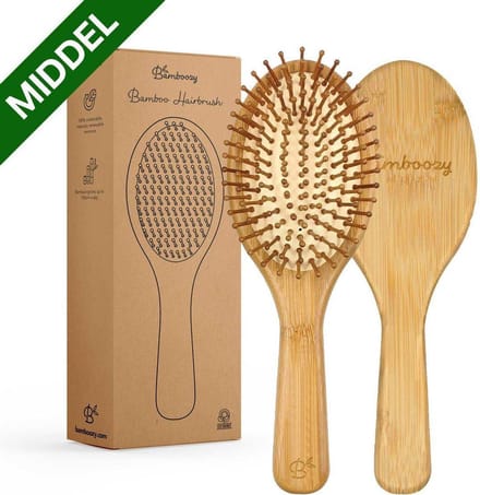 Bamboozy Bamboe Haarborstel Middel Ovaal plasticvrij biologisch zero waste milieuvriendelijk
