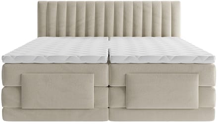Vente-unique Boxspringbed fluweel beige 2 x 80 x 200 cm