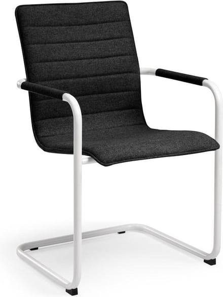 Stijlvolle Design vergaderstoel met wolvilt stoffering Wit frame Antraciet stof