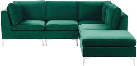EVJA - Hoekbank met ottomaan - Groen - Linkerzijde - 235 cm - Fluweel