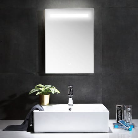 Spiegel Bas Glas - Breedte 45 cm - Hoogte 60 cm - Diepte 3.2 cm - Met verlichting