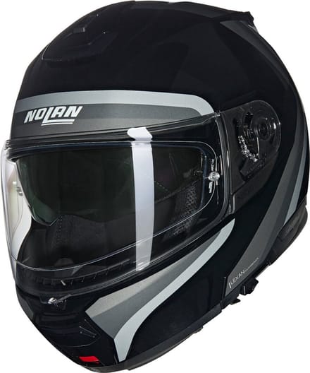 Nolan N100-6 Assoluto 349 Zwart Zilver Wit Glossy Systeemhelm - Maat S - Helm