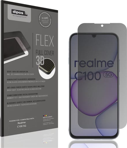dipos FLEX – Matte Privacy Screenprotector geschikt voor Realme C100 5G | Volledige Schermbescherming | Case-Friendly