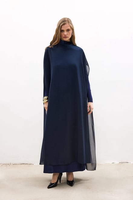 Touché Privé - Oversized chiffon maxi-tuniek - Marine - Dames