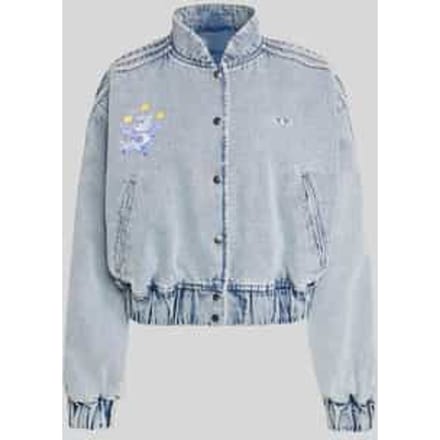 relaxed fit jeansjack van puur katoen met borduursels