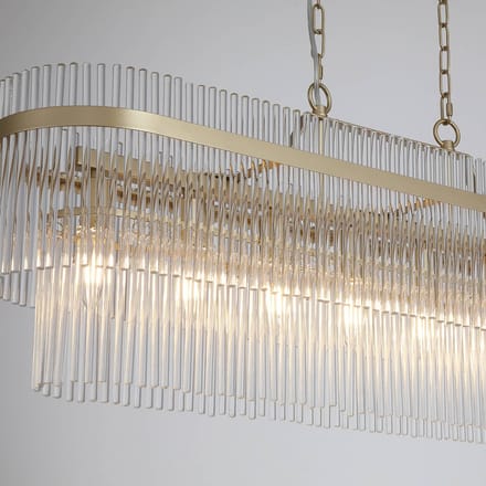 Searchlight Hanglamp Lara, lengte 98 cm, goudkleurig/helder, glas/metaal