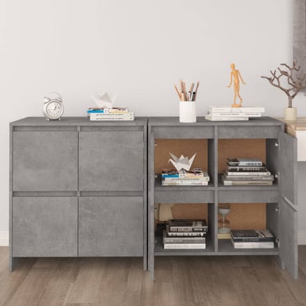 vidaXL - Dressoirs - 2 - st - 70x41x75 - cm - bewerkt - hout - betongrijs