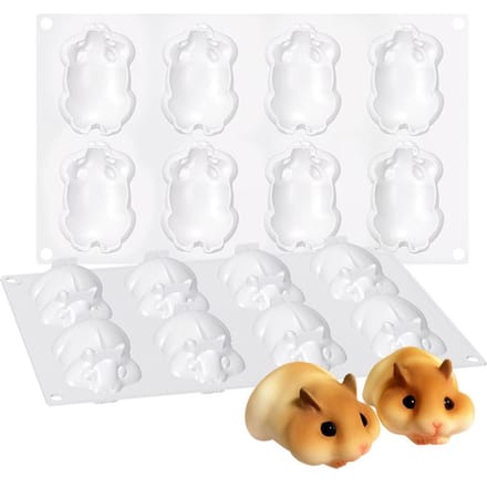 8 Holte Rat Vorm Siliconen Muis Vorm Schattige Bakvorm voor Cake Gelei Chocolade white